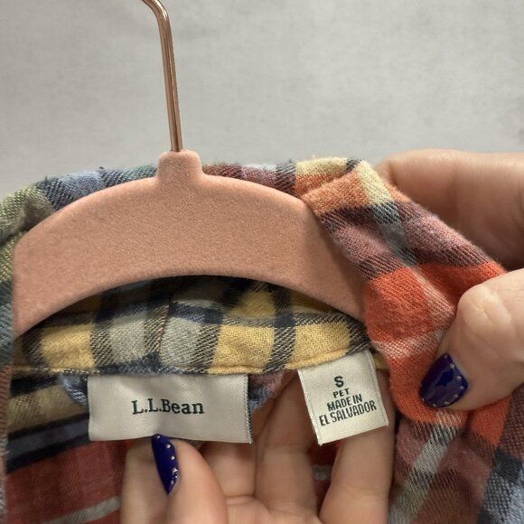 LL Bean Robe Womens Small Petite Red Green Plaid Flannel Cotton Lounge Wear - Picture 2 of 10